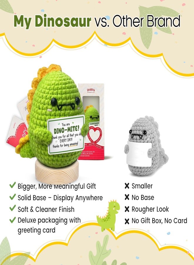 Gossby Handmade Positive Dinosaur Crochet with Card - Inspirational Gift for Women - YOU'RE DINO-MITE - Christmas, Birthday, Appreciation Thank You Gift for Coworker, Sister, Friend, Teacher - Image 2